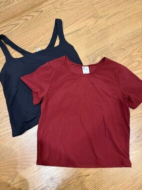 all in motion Burgundy Tee and Black Scoop Tank Target L